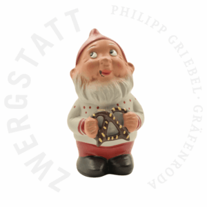 Garden gnome Bert with chocolate pretzel – handmade ceramic gnome from Germany