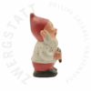 Garden gnome Bert with chocolate pretzel – right side view