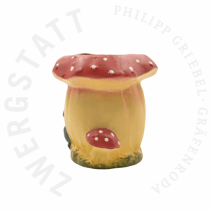 Pot de fleurs Champignon avec Nain joueur d’accordéon – vue de gauche